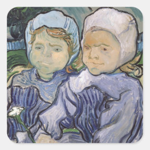 Vincent van Gogh Two Little Girls, 1890 Square Sticker