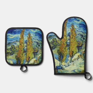Vincent Van Gogh Two Poplars at Saint-Rémy Oven Mitt & Pot Holder Set