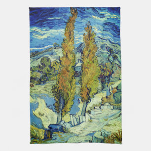 Vincent Van Gogh Two Poplars at Saint-Rémy Tea Towel