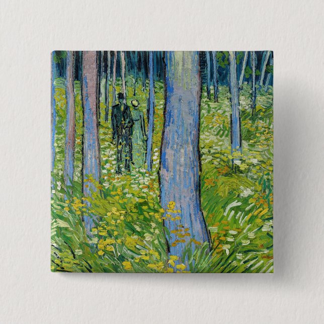 Vincent van Gogh - Undergrowth with Two Figures 15 Cm Square Badge (Front)