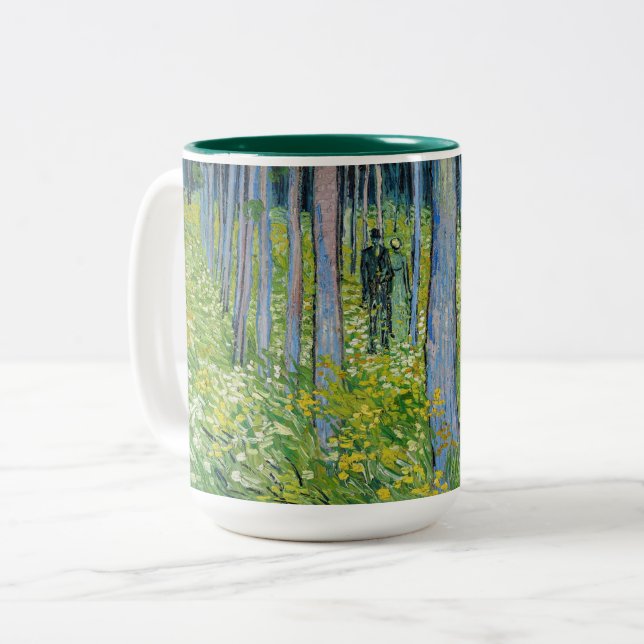 Vincent van Gogh - Undergrowth with Two Figures Two-Tone Coffee Mug (Front Left)