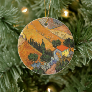 Vincent van Gogh - Valley with Plowman Ceramic Tree Decoration