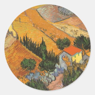 Vincent van Gogh - Valley with Plowman Classic Round Sticker