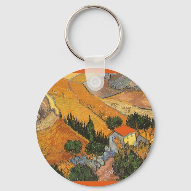 Vincent van Gogh - Valley with Plowman Key Ring (Front)
