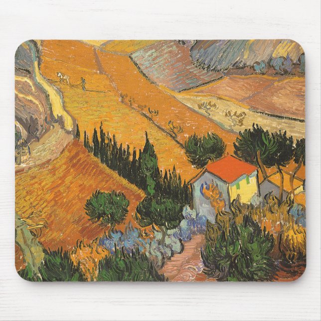 Vincent van Gogh - Valley with Plowman Mouse Mat (Front)