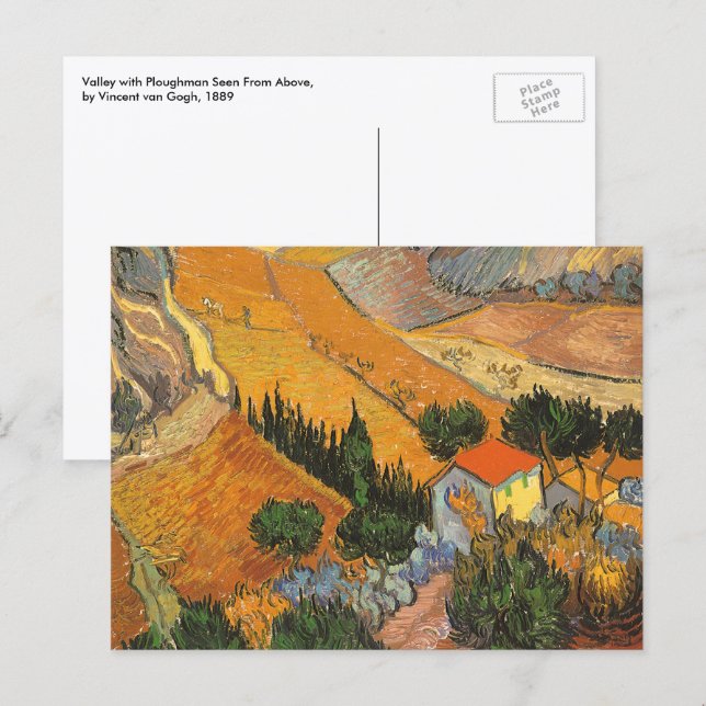 Vincent van Gogh - Valley with Plowman Postcard (Front/Back)