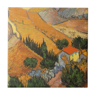 Vincent van Gogh - Valley with Plowman Tile