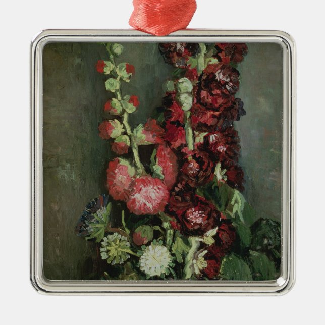 Vincent van Gogh | Vase of Hollyhocks, 1886 Metal Tree Decoration (Front)