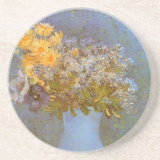 Vincent van Gogh Vase of Lilacs, Daisies, Anemones Coaster (Front)