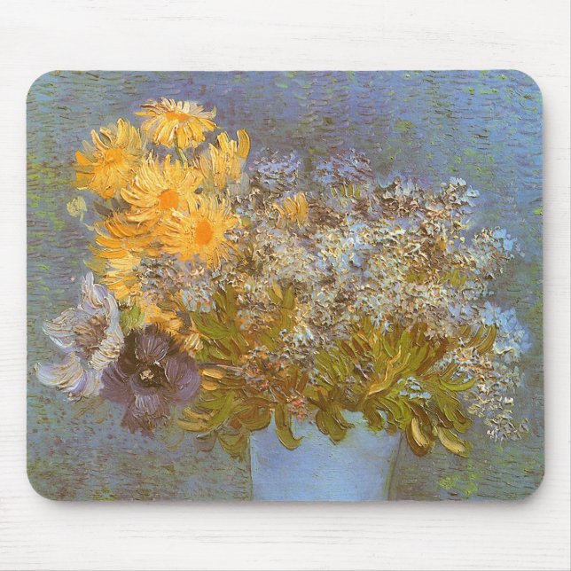 Vincent van Gogh Vase of Lilacs, Daisies, Anemones Mouse Mat (Front)