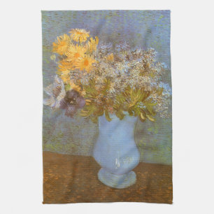 Vincent van Gogh Vase of Lilacs, Daisies, Anemones Tea Towel
