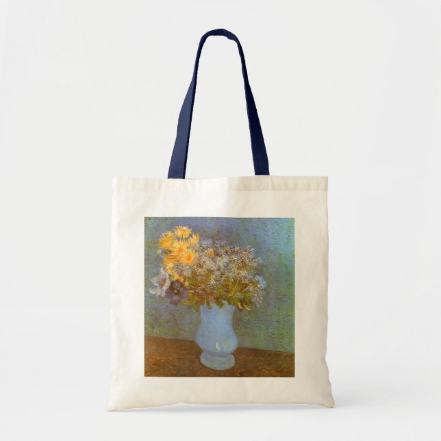 Vincent van Gogh Vase of Lilacs, Daisies, Anemones Tote Bag (Front)