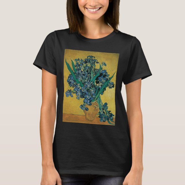 Vincent van Gogh - Vase w Irises Yellow Background T-Shirt (Front)