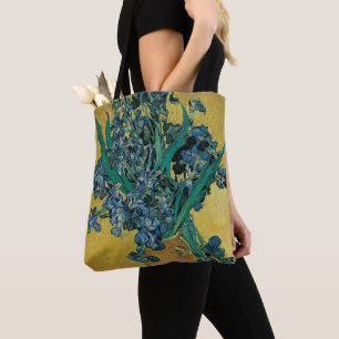 Vincent van Gogh - Vase w Irises Yellow Background Tote Bag