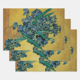 Vincent van Gogh - Vase w Irises Yellow Background Wrapping Paper Sheet