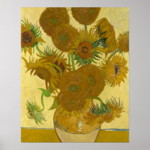Vincent Van Gogh Vase with 15 Sunflowers Poster