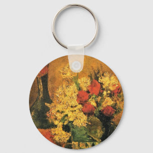 Vincent Van Gogh - Vase With Carnations Fine Art Key Ring