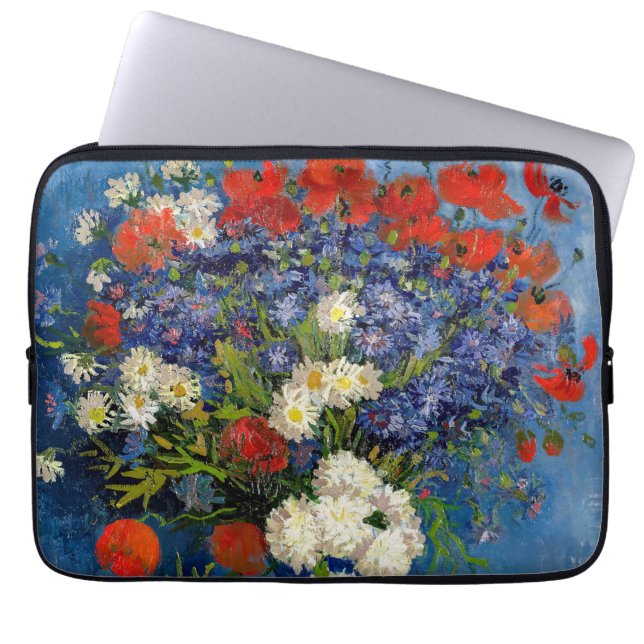Vincent van Gogh - Vase with Cornflowers & Poppies Laptop Sleeve (Front)