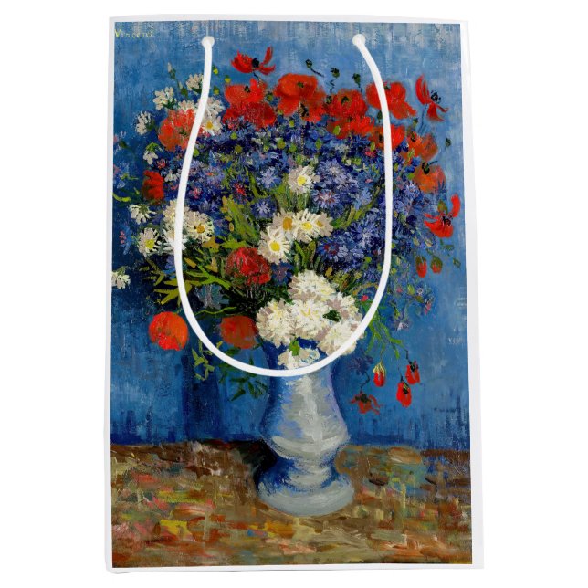 Vincent van Gogh - Vase with Cornflowers & Poppies Medium Gift Bag (Front)