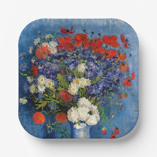 Vincent van Gogh - Vase with Cornflowers & Poppies Paper Plate (Front)