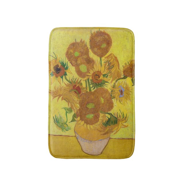 Vincent van Gogh - Vase with Fifteen Sunflowers Bath Mat (Front Vertical)