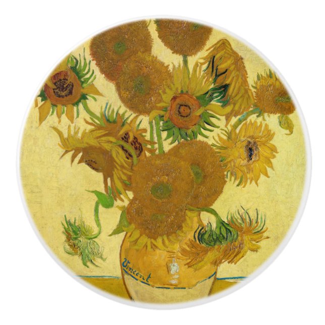 Vincent van Gogh - Vase with Fifteen Sunflowers Ceramic Knob (Front)