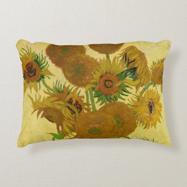 Vincent van Gogh - Vase with Fifteen Sunflowers Decorative Cushion (Front)