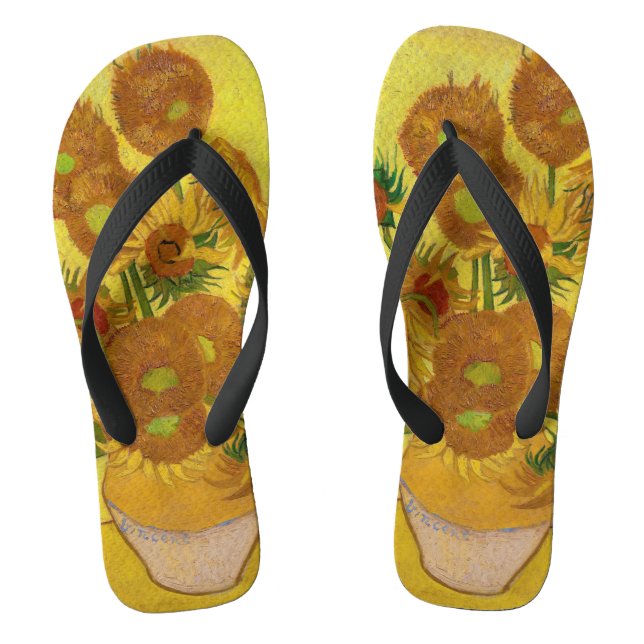 Vincent van Gogh - Vase with Fifteen Sunflowers Flip Flops (Footbed)