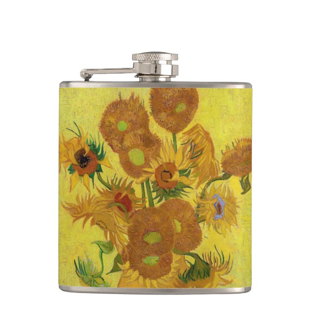 Vincent van Gogh - Vase with Fifteen Sunflowers Hip Flask (Front)