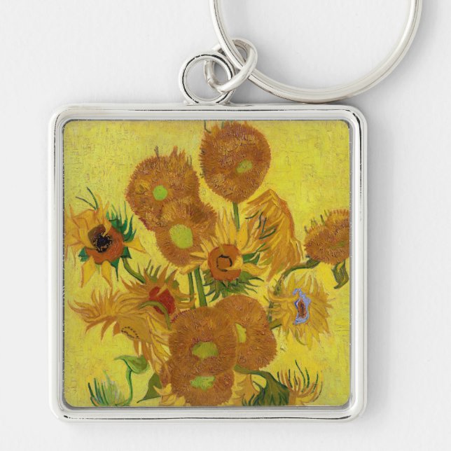 Vincent van Gogh - Vase with Fifteen Sunflowers Key Ring (Front)