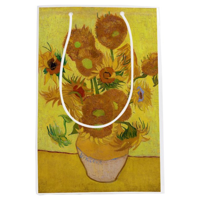 Vincent van Gogh - Vase with Fifteen Sunflowers Medium Gift Bag (Front)