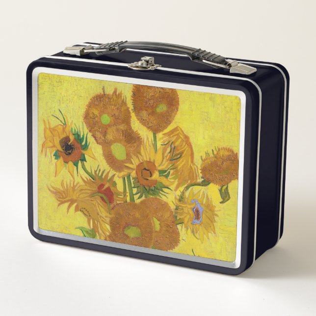 Vincent van Gogh - Vase with Fifteen Sunflowers Metal Lunch Box (Front)