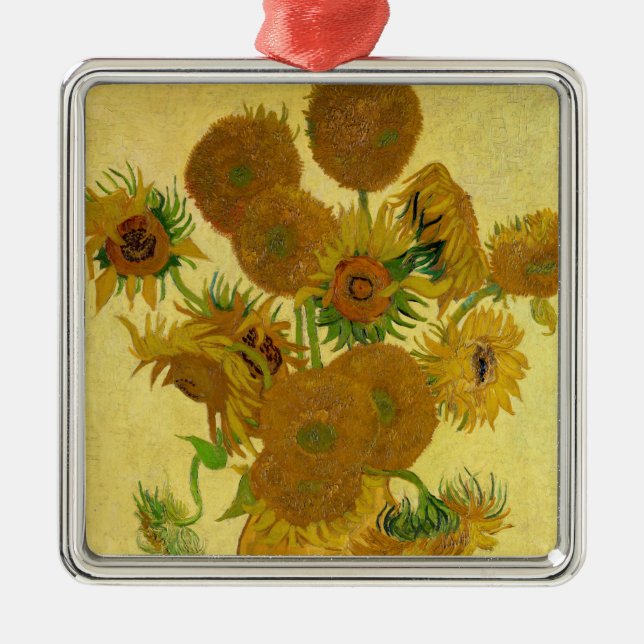Vincent van Gogh - Vase with Fifteen Sunflowers Metal Tree Decoration (Front)