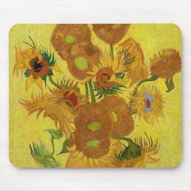 Vincent van Gogh - Vase with Fifteen Sunflowers Mouse Mat (Front)