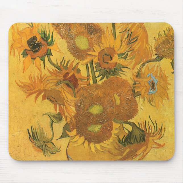 Vincent van Gogh - Vase with Fifteen Sunflowers Mouse Mat (Front)