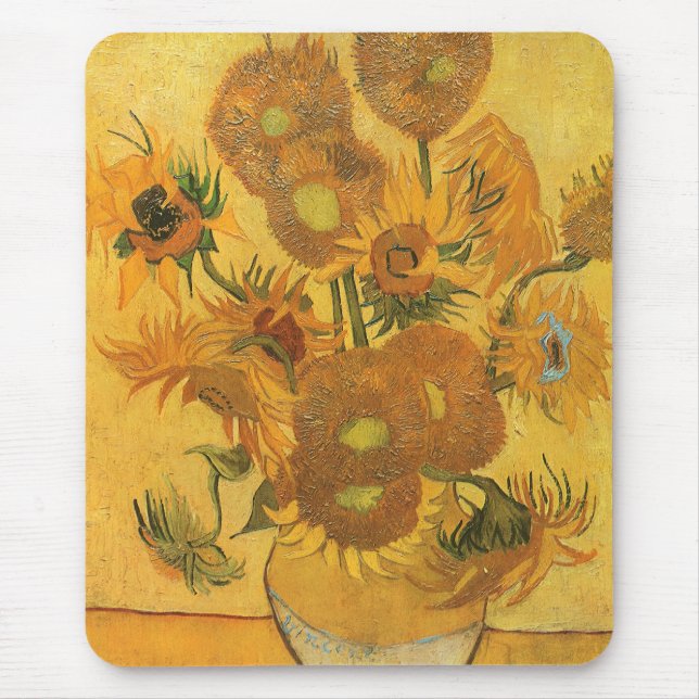 Vincent van Gogh - Vase with Fifteen Sunflowers Mouse Mat (Front)