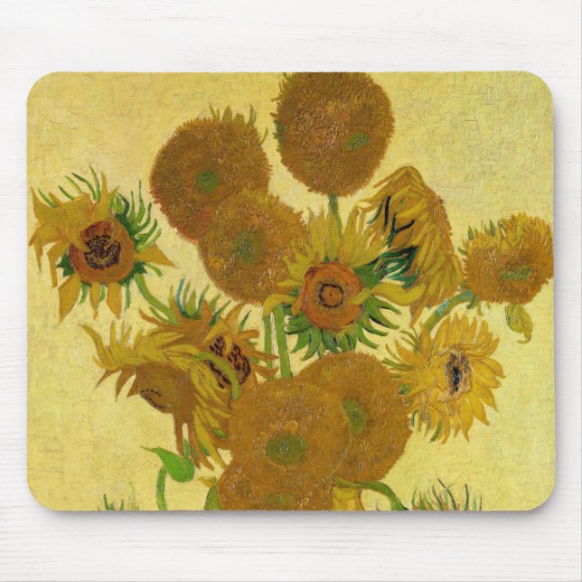 Vincent van Gogh - Vase with Fifteen Sunflowers Mouse Mat (Front)