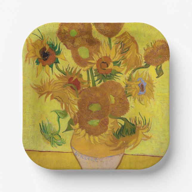 Vincent van Gogh - Vase with Fifteen Sunflowers Paper Plate (Front)