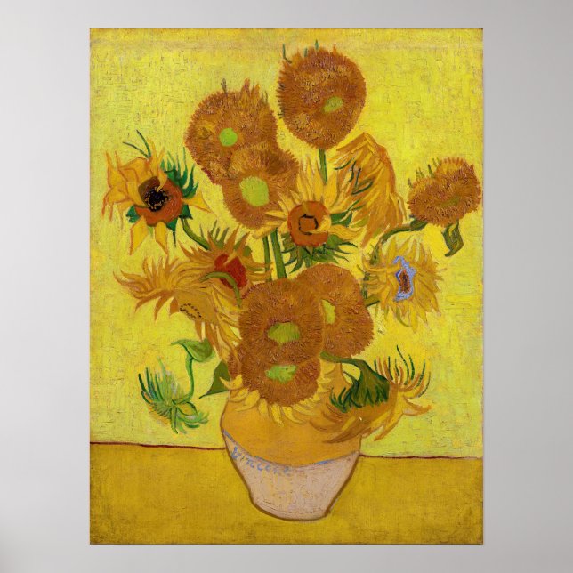 Vincent van Gogh - Vase with Fifteen Sunflowers Poster (Front)