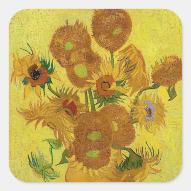 Vincent van Gogh - Vase with Fifteen Sunflowers Square Sticker (Front)
