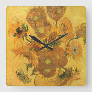 Vincent van Gogh - Vase with Fifteen Sunflowers Square Wall Clock