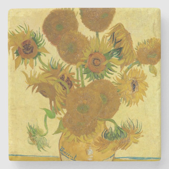 Vincent van Gogh - Vase with Fifteen Sunflowers Stone Coaster (Front)