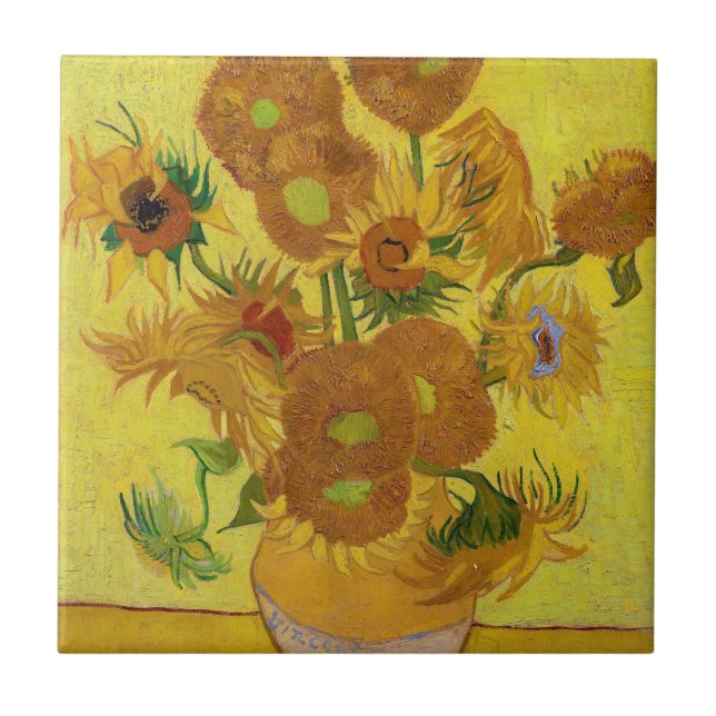 Vincent van Gogh - Vase with Fifteen Sunflowers Tile (Front)