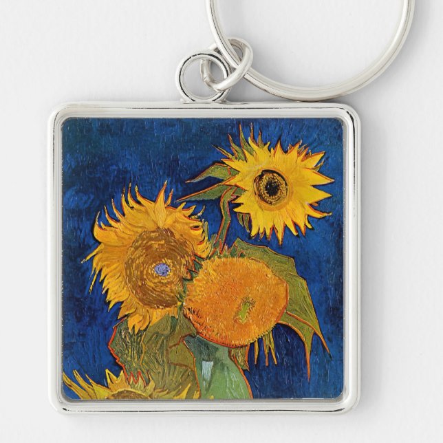 Vincent van Gogh - Vase with Five Sunflowers Key Ring (Front)