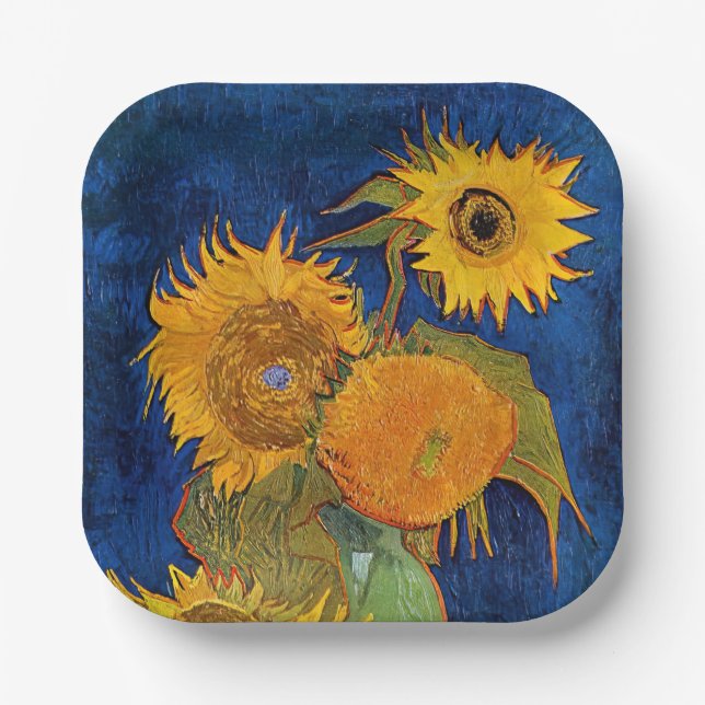 Vincent van Gogh - Vase with Five Sunflowers Paper Plate (Front)