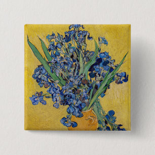 Vincent van Gogh - Vase with Irises 15 Cm Square Badge