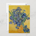 Vincent van Gogh - Vase with Irises Postcard<br><div class="desc">Vase with Irises,  Yellow Background - Vincent van Gogh,  Oil on Canvas,  1890,  Saint-Remy</div>