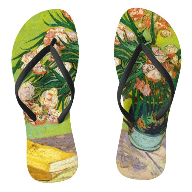 Vincent Van Gogh Vase With Oleanders And Books Flip Flops (Footbed)