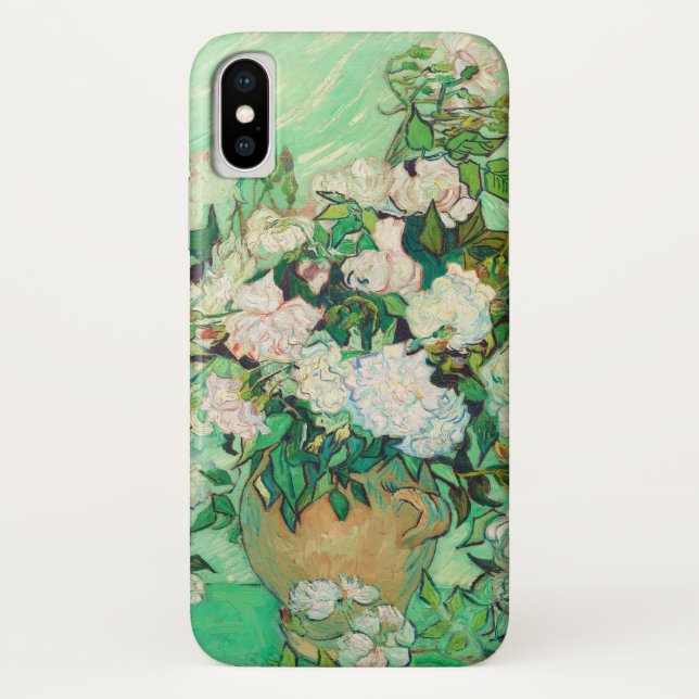 Vincent Van Gogh Vase with Pink Roses Fine Art Case-Mate iPhone Case (Back)
