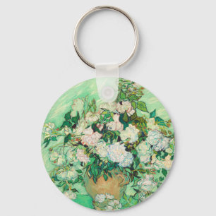 Vincent Van Gogh Vase with Pink Roses Fine Art Key Ring
